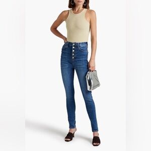 TRIARCHY High Waisted Button Fly Super Stretch Long Skinny Jeans size 30